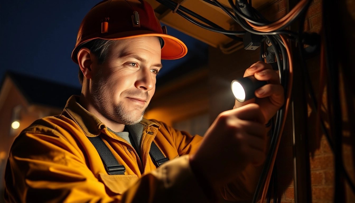 Electrician Notdienst technician efficiently repairing electrical issues late at night.