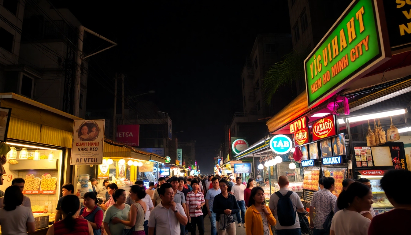 Join an exciting 호치민 황제투어 후기 through the colorful night markets of Ho Chi Minh, showcasing local delights.