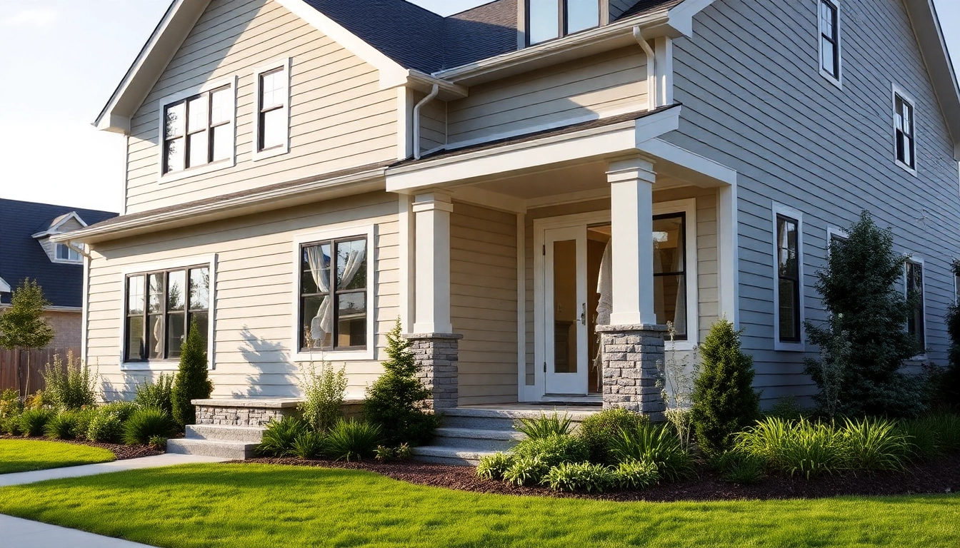 Beautifully transformed exterior renovations featuring fresh siding and windows, enhancing curb appeal.