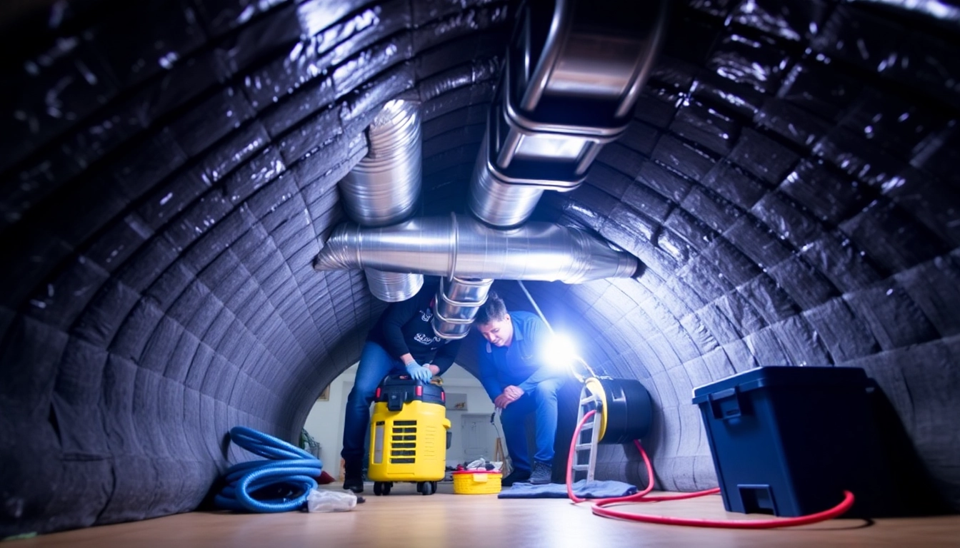 Performing air duct cleaning in Salt Lake City, Utah, showcasing expert technicians in action.