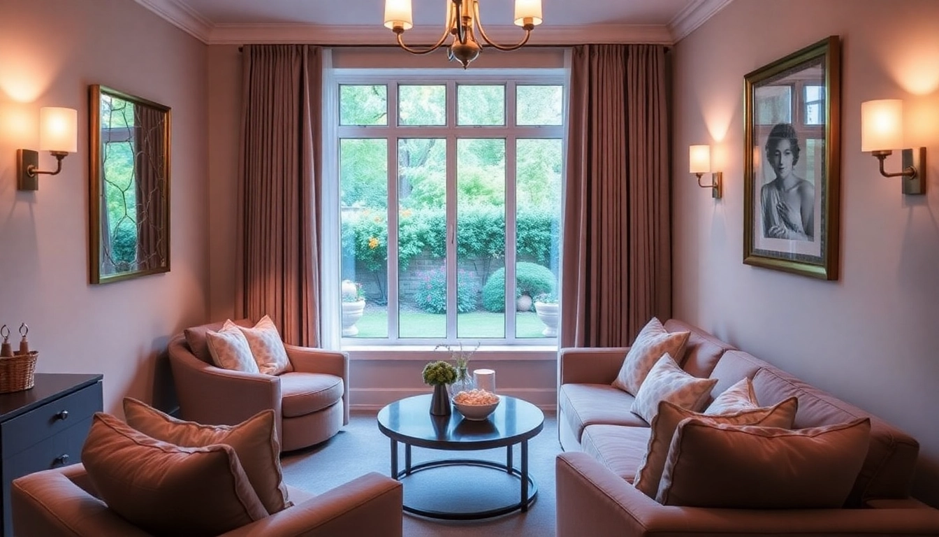 Experience the elegance of Bloomsbury Residences with a stylish, cozy room and lush garden view.