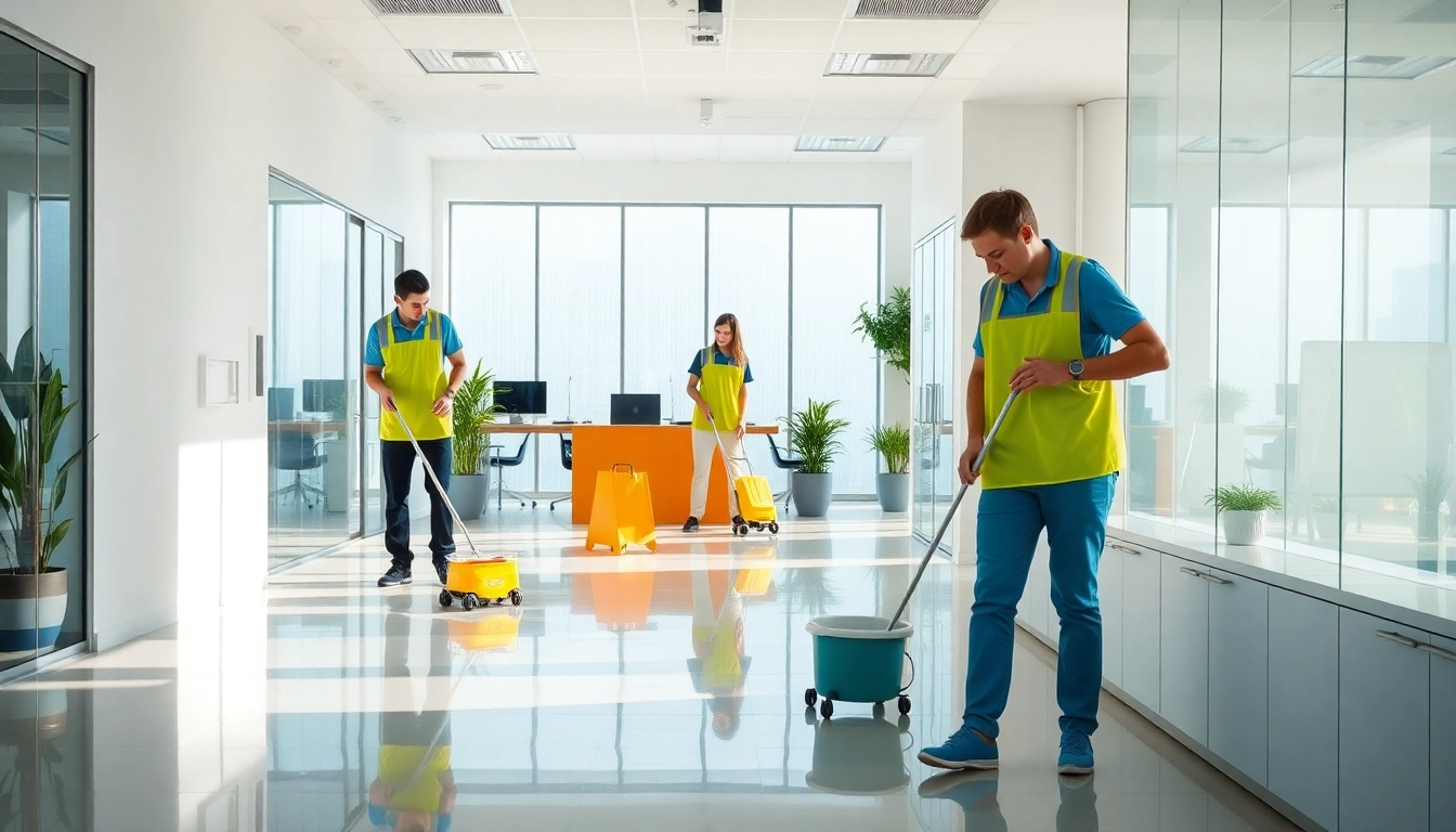 Enhance your workspace with expert Jacksonville commercial cleaning services showcasing professionals at work.