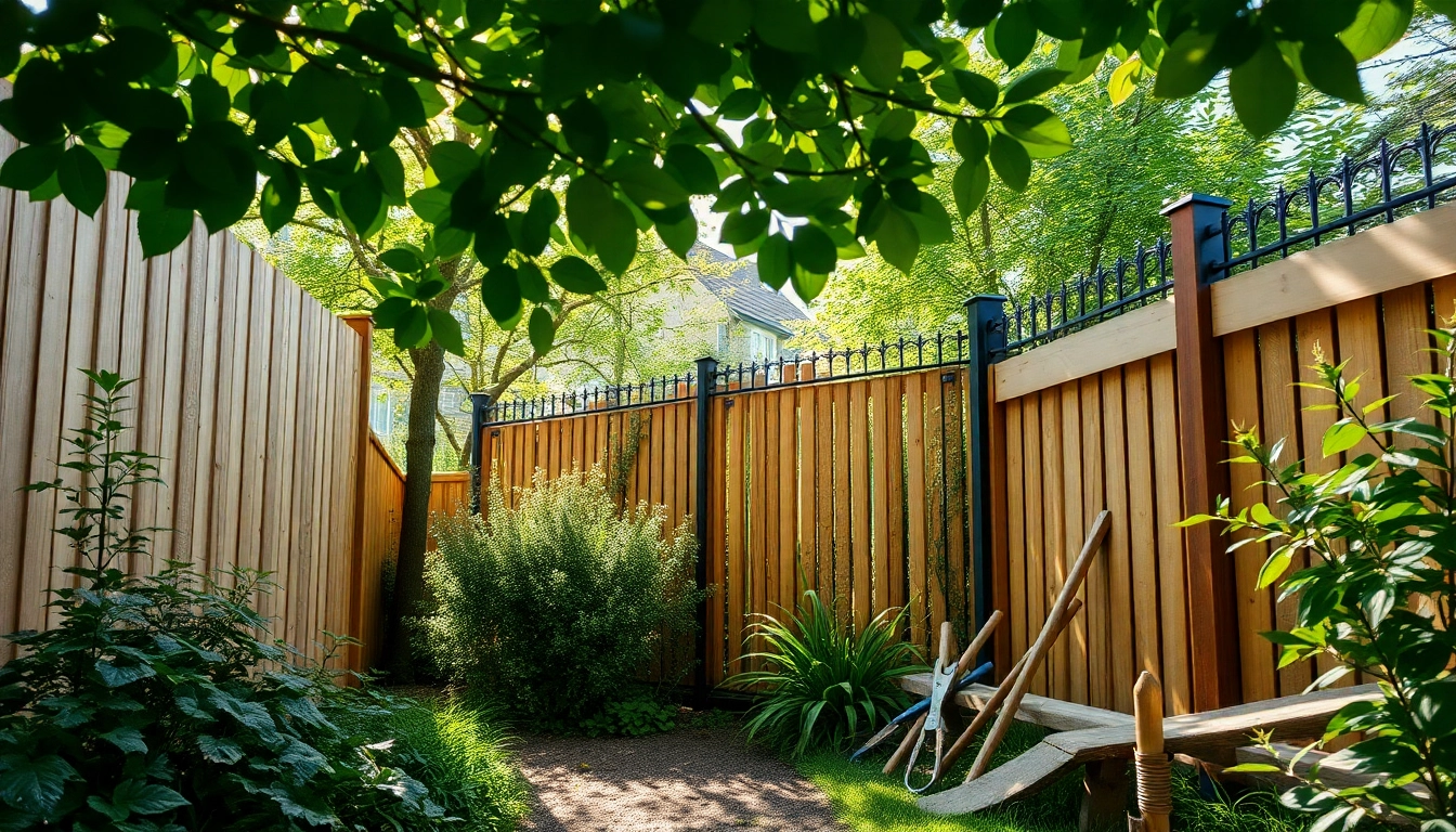 Showcasing skilled fencing Manchester installation with vibrant plants and sunlight for added warmth.