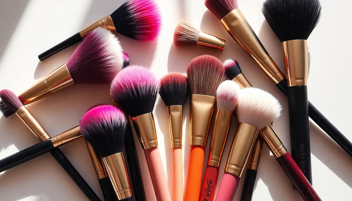 Here are luxurious makeup brushes arranged perfectly to enhance your beauty routine.