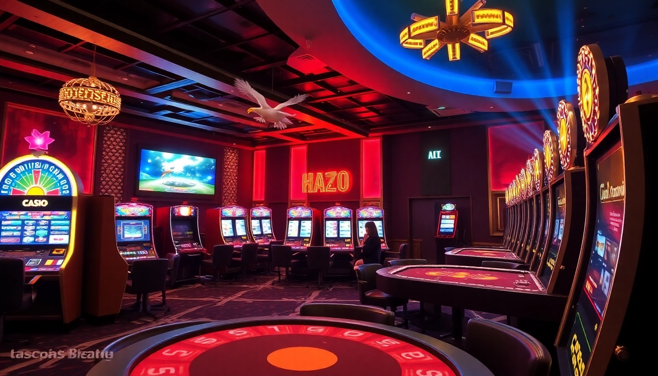 Players enjoying various online casino games with vibrant colors and exciting atmosphere.