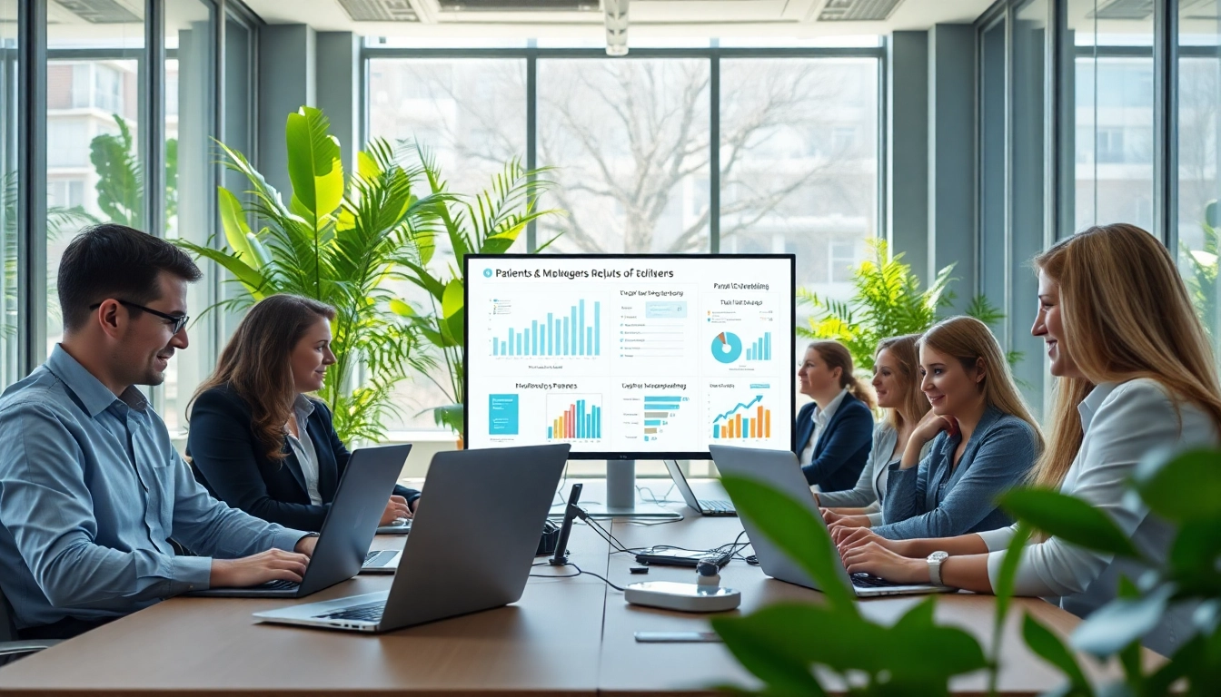 Die pflegemarketing agentur zeigt Fachleute bei der Arbeit in einem modernen Büro.