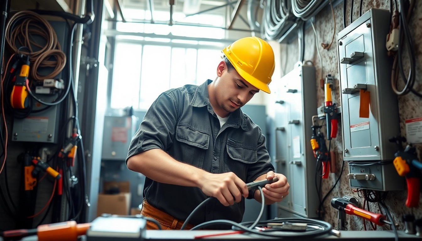 Engaged electrician apprentice in Hawaii focuses on training with tools and wiring.