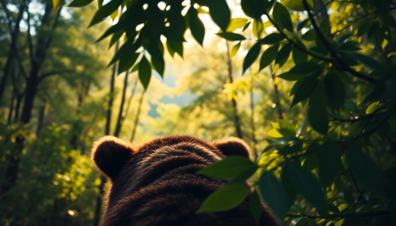 Capture the majestic beauty of nature at www.sudswild.com featuring a bear in a sunlit forest.