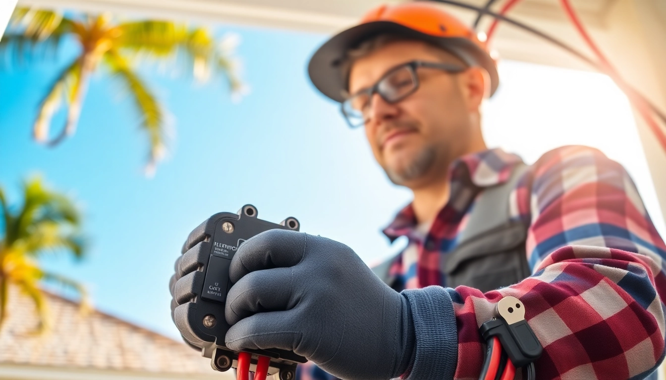 Electrical Contractor Clearwater performing a residential installation with tools and wiring in focus.