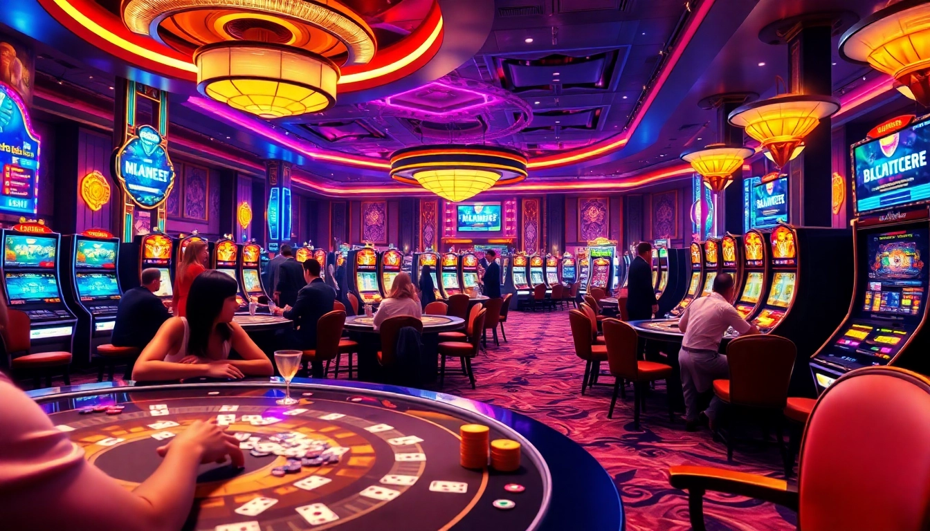 Experience thrilling action at internet casinos with lively gaming tables and vibrant ambiance.