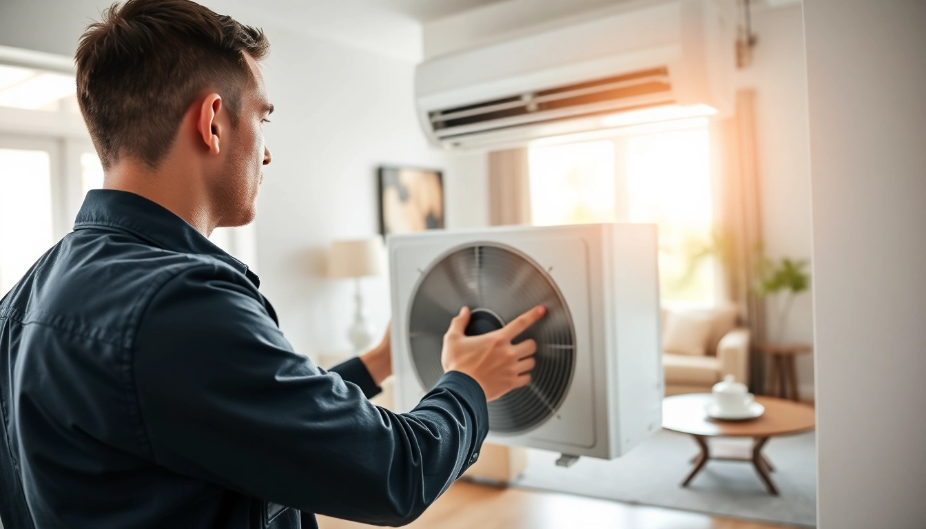 Expert AC repair in Glendale, AZ, with technician fixing an air conditioning unit at home.