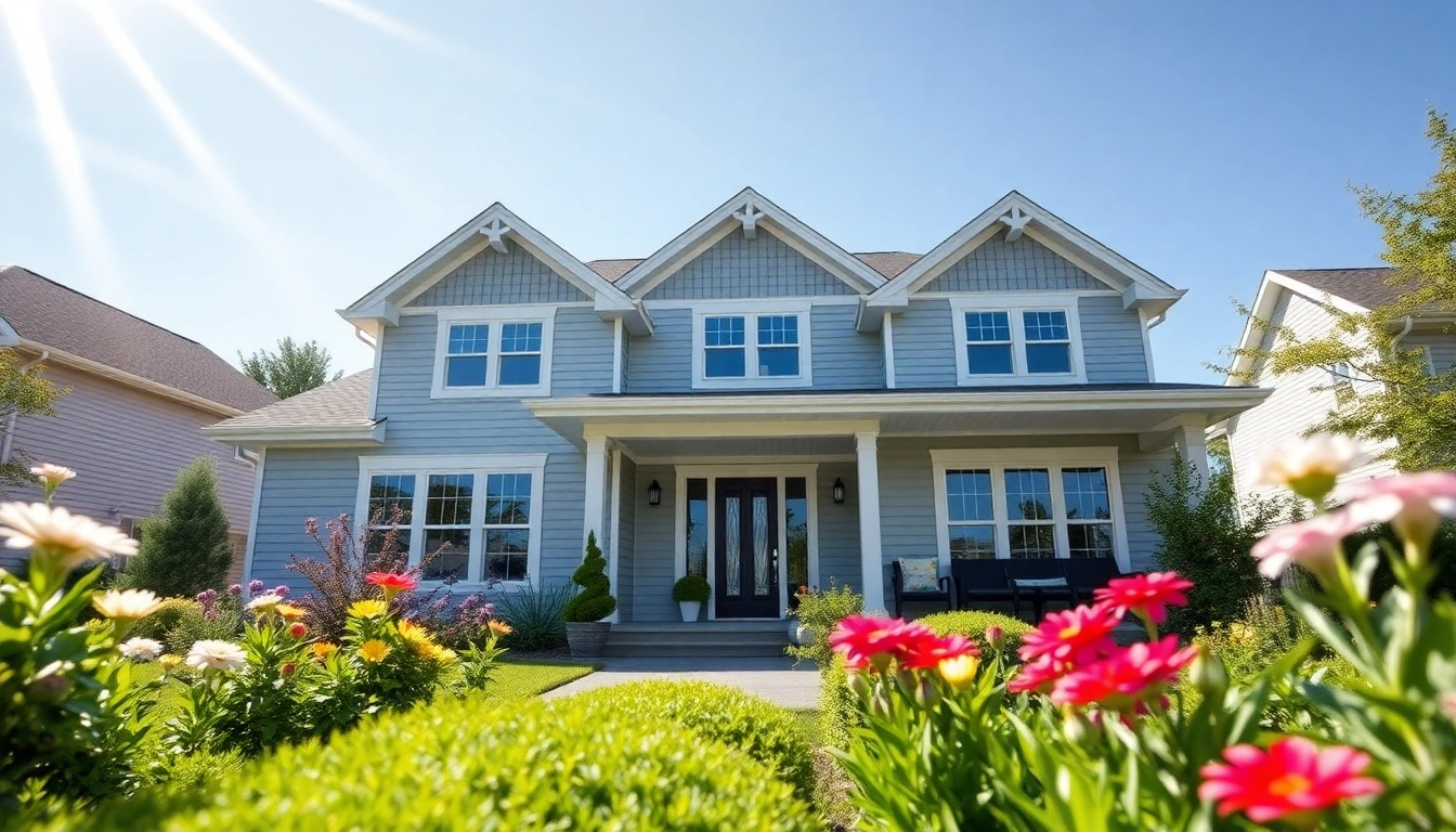 Showcasing expert exterior renovation with a transformed home’s facade and elegant landscaping.