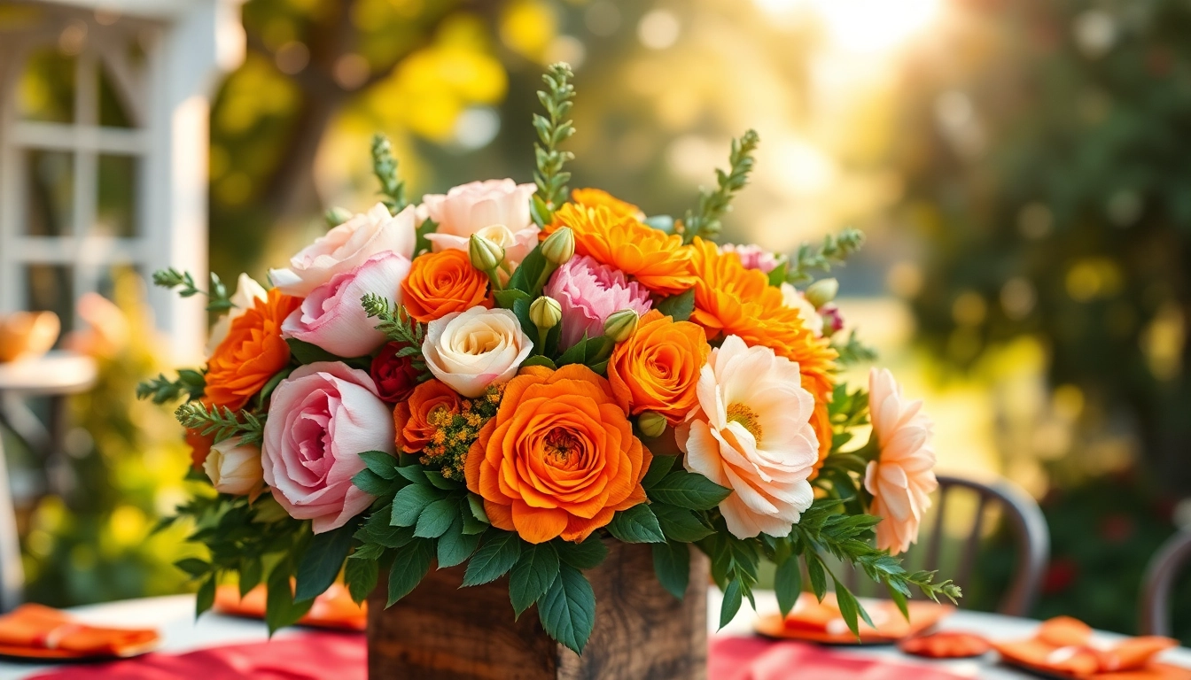 Orange County event flowers arranged beautifully for a festive outdoor gathering.