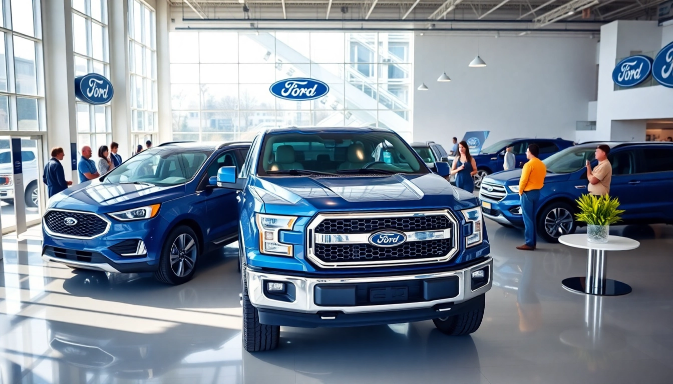 Visit Idaho Ford dealers offering a diverse selection of Ford vehicles in a modern showroom.