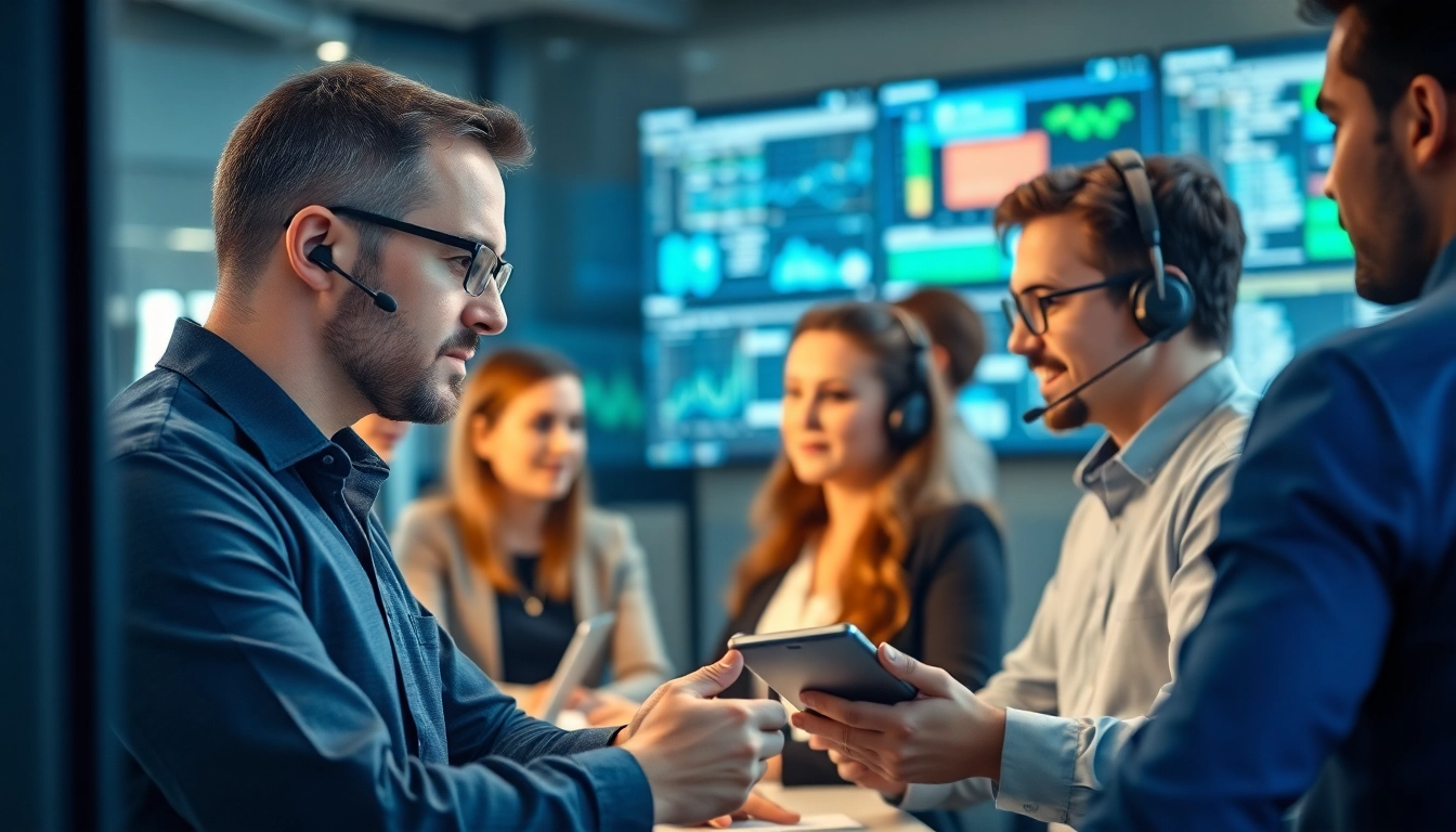 Engaged professionals providing edmonton it support solutions in a modern office environment.