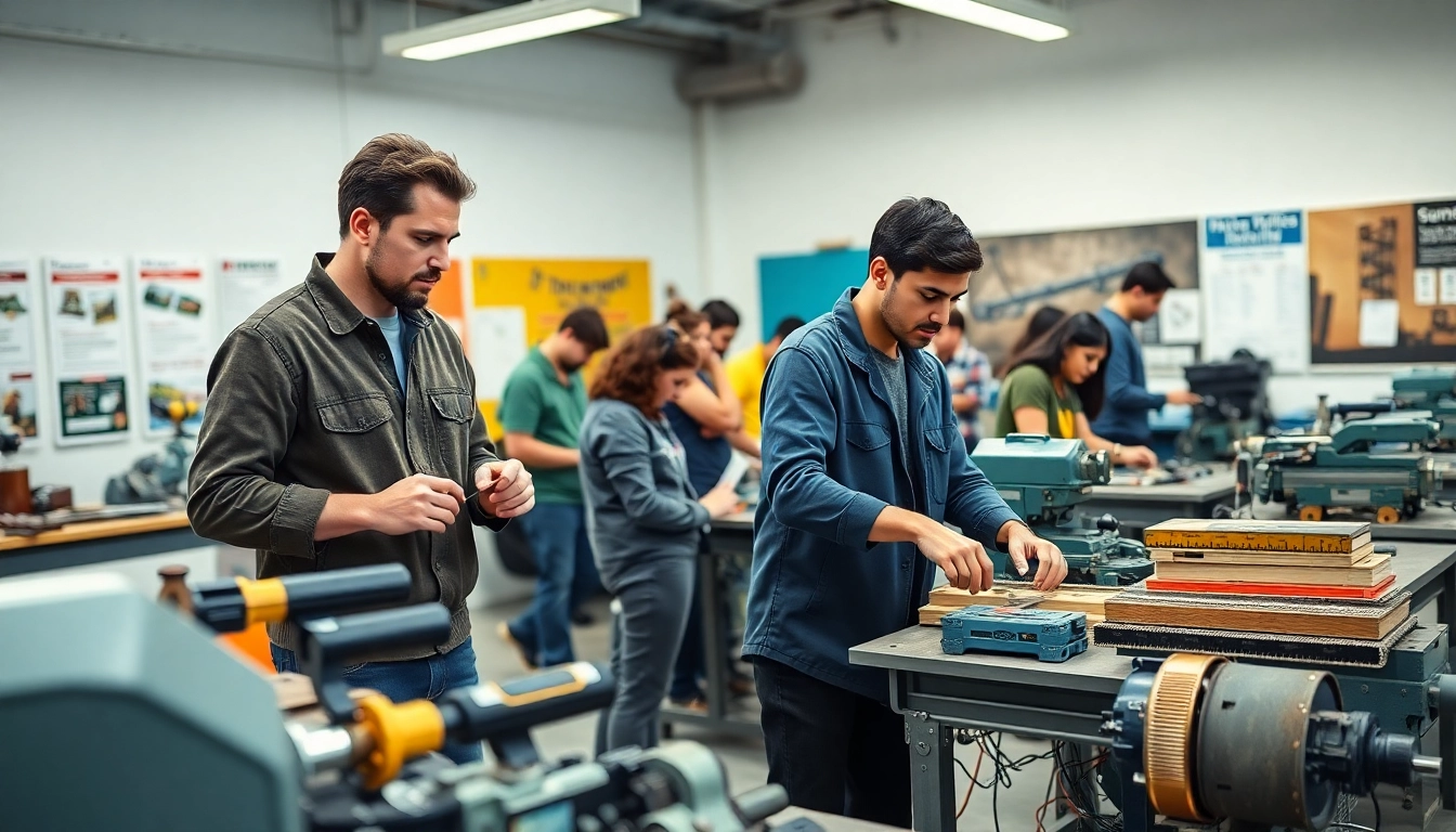 Students learning at a trade school in Knoxville, TN, engaging in practical training activities.