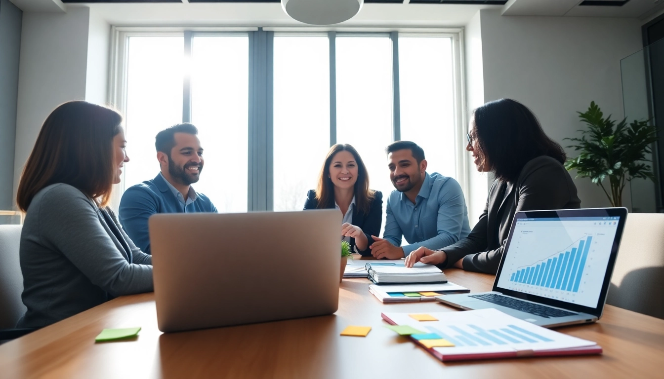 Engaging a professional business coaching service with a vibrant brainstorming session among diverse individuals.