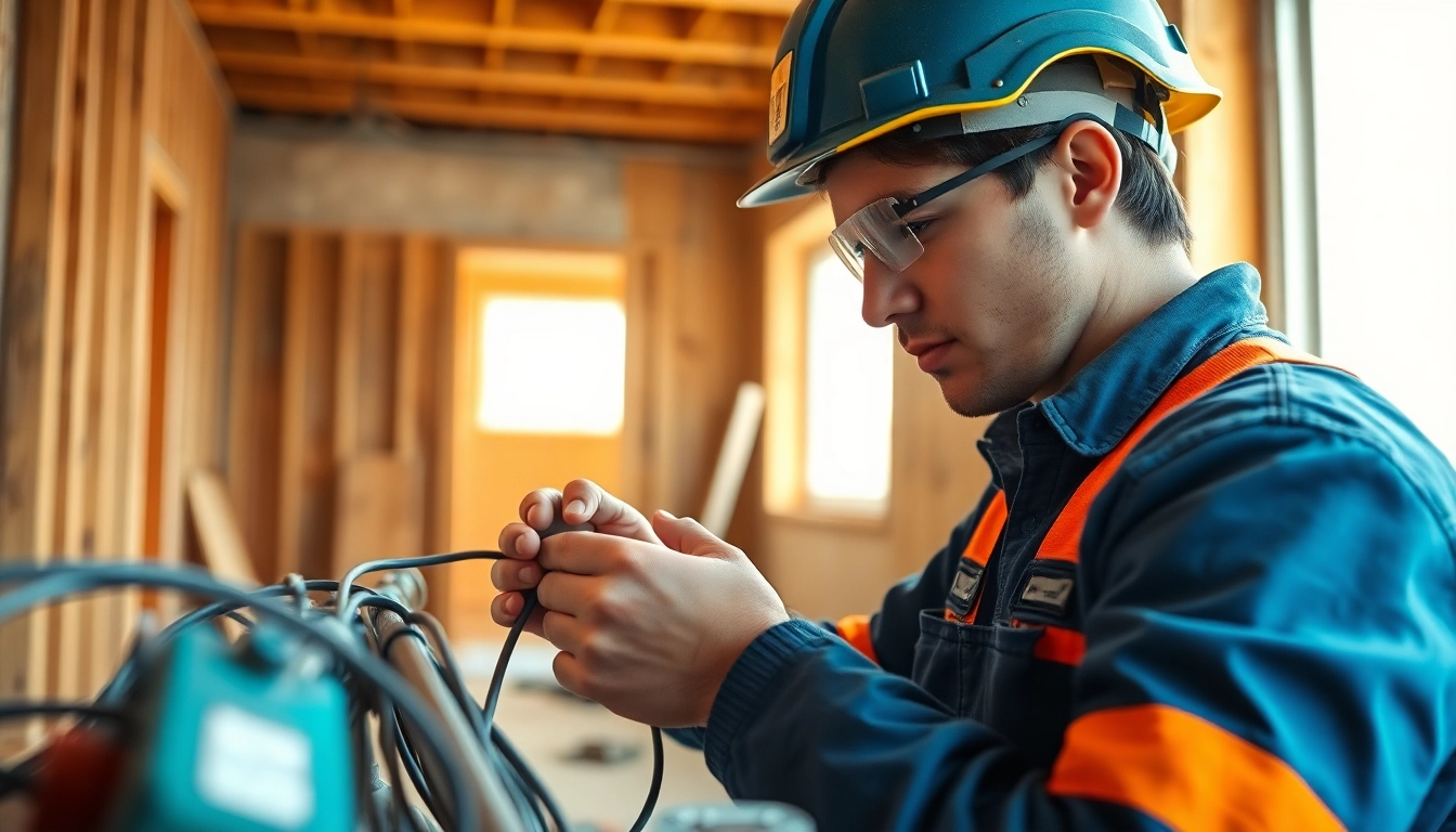 Electrician apprenticeship Hawaii: Electrician apprentice wiring in a bright, professional setting.