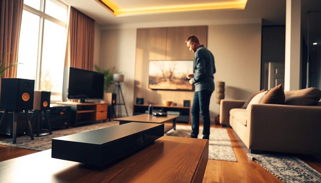 Enhance your home audio installation near me with expert setups by professionals in a stylish living room.