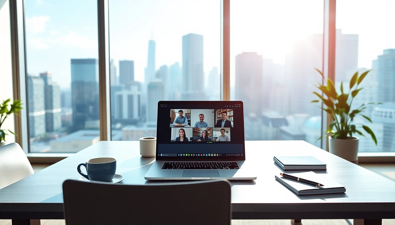 View of a modern workspace illustrating the concept of a virtual office address.