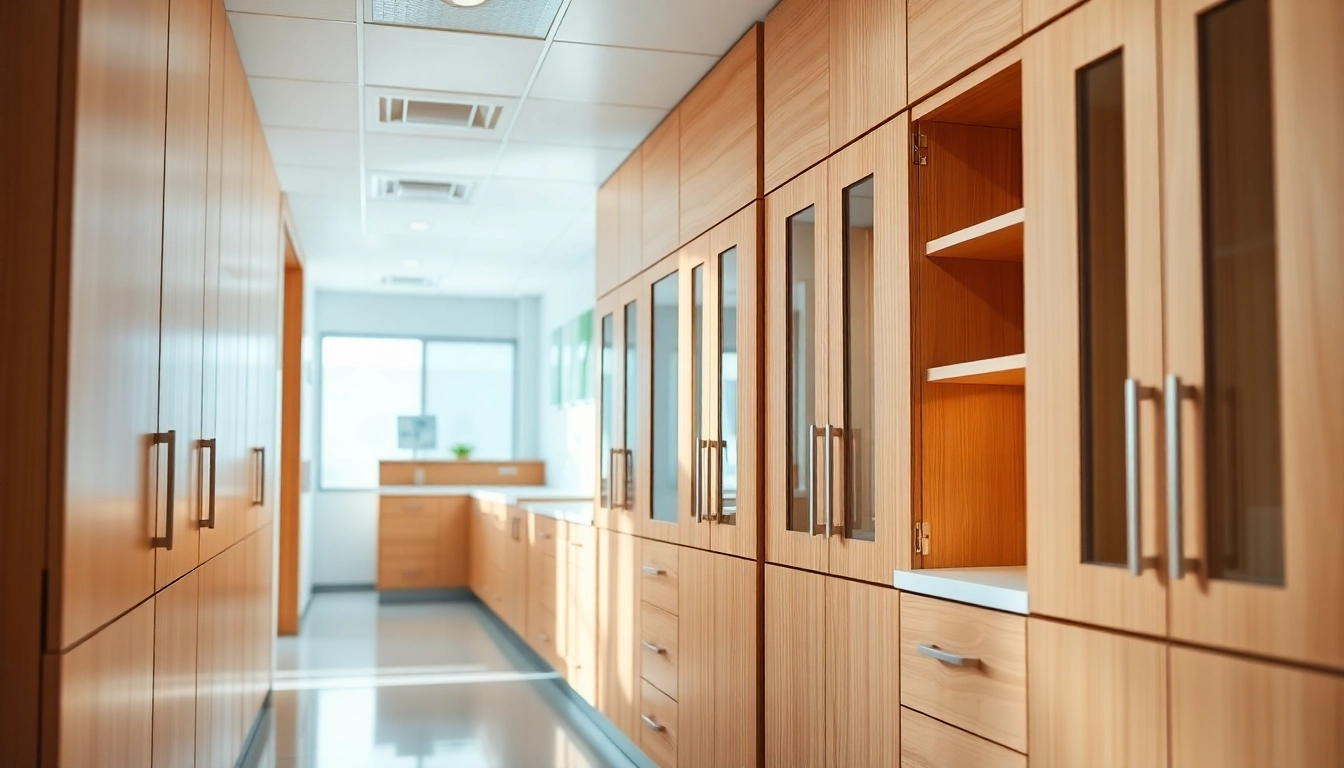 Showcase of custom cabinetry for hospitals featuring durable materials and a welcoming design.