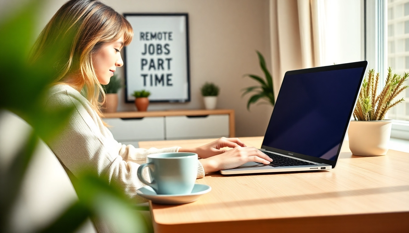 Explore engaging remote jobs part time while working comfortably in a stylish home office setting.