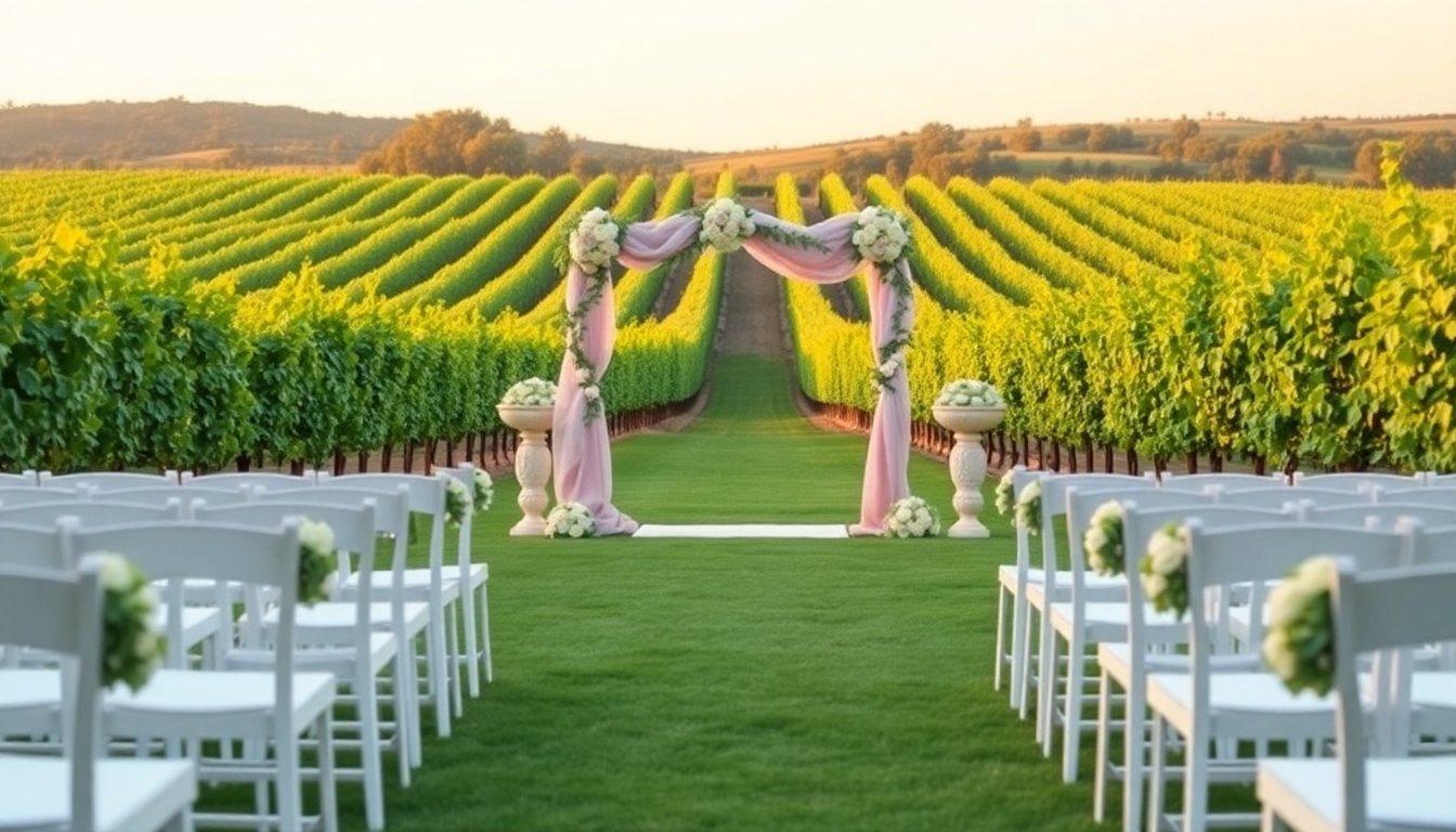 Experience beautiful clarksburg wedding venues with a stunning vineyard wedding setup.