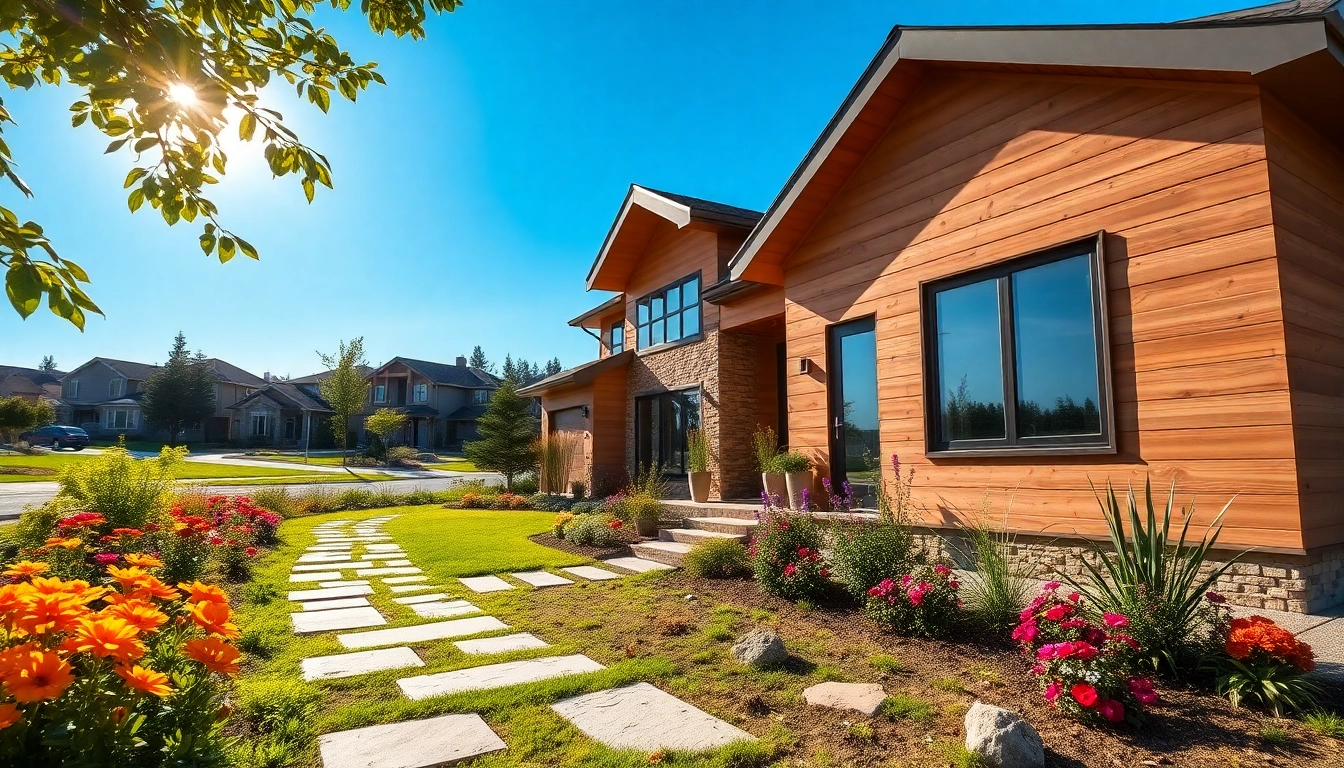 Beautiful custom home builders near me showcase eco-friendly design in a picturesque neighborhood.