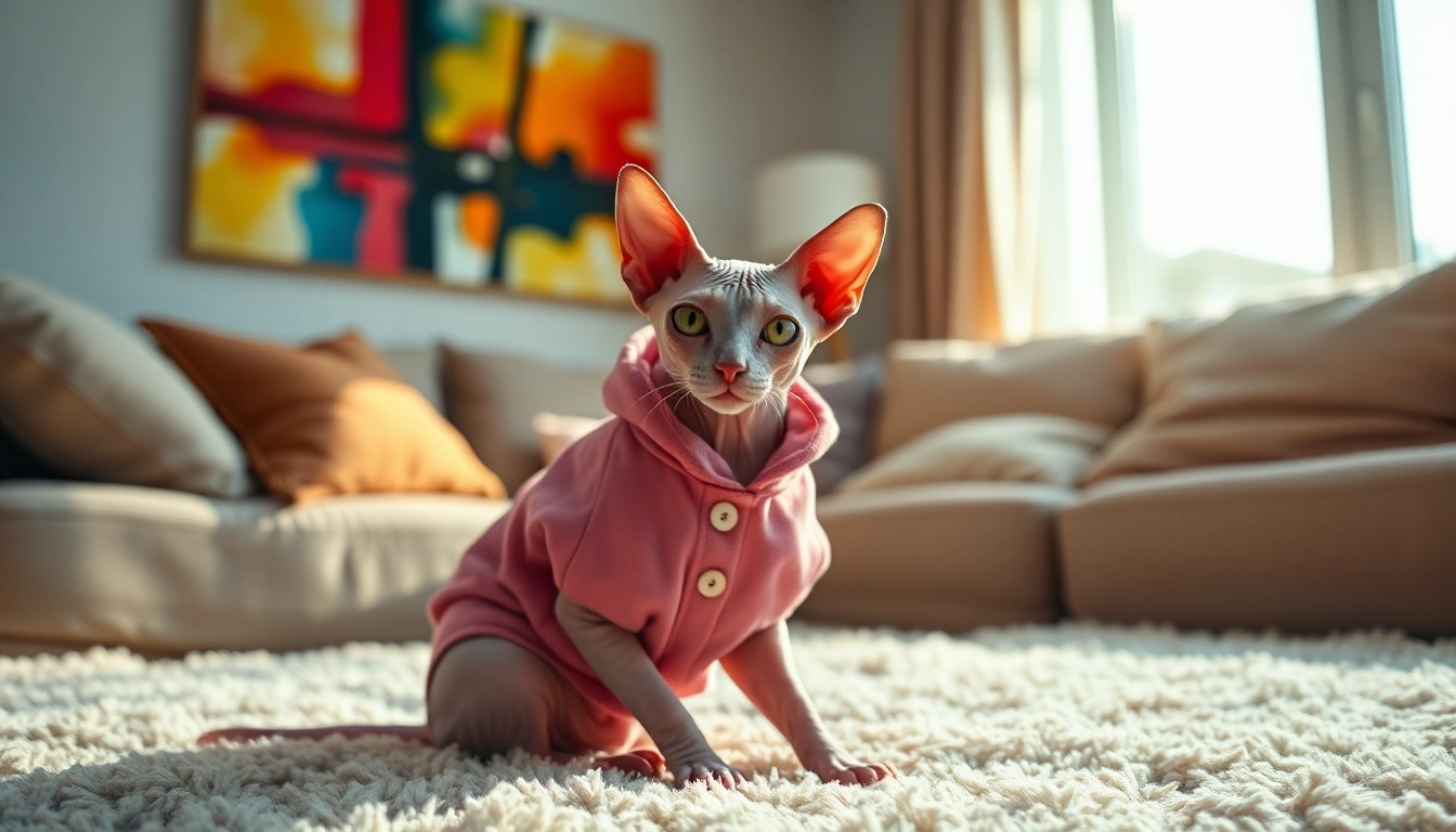 Dress your Sphynx cat in stylish PIKAPIKA Sphynx Clothes for a trendy look at home.