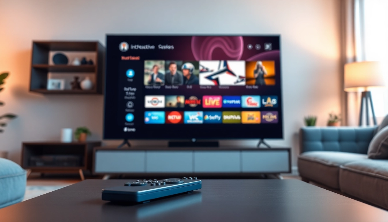 View IPTV Subscription service displayed on a Smart TV in a cozy living room.