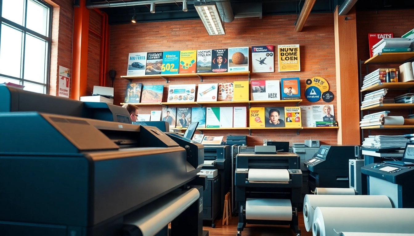 Showcasing printers edmonton alberta in a bustling print shop, highlighting diverse printing solutions.
