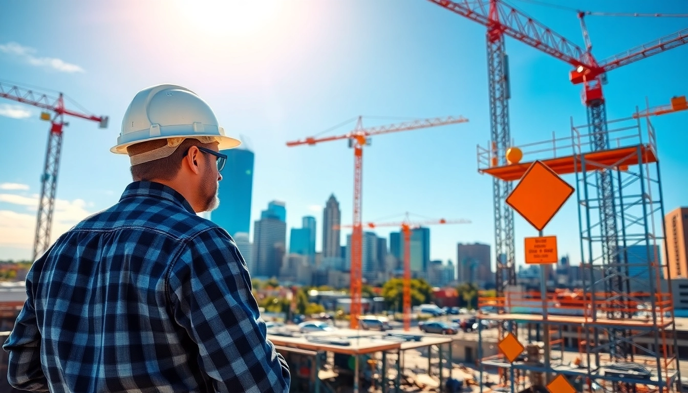 Austin construction project overseen by a professional builder in a vibrant cityscape.