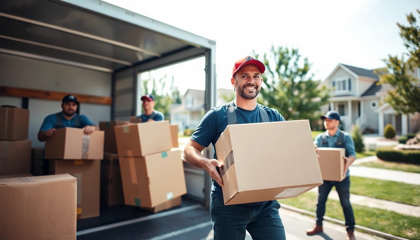 Canadian movers expertly handling furniture and boxes during a residential move.