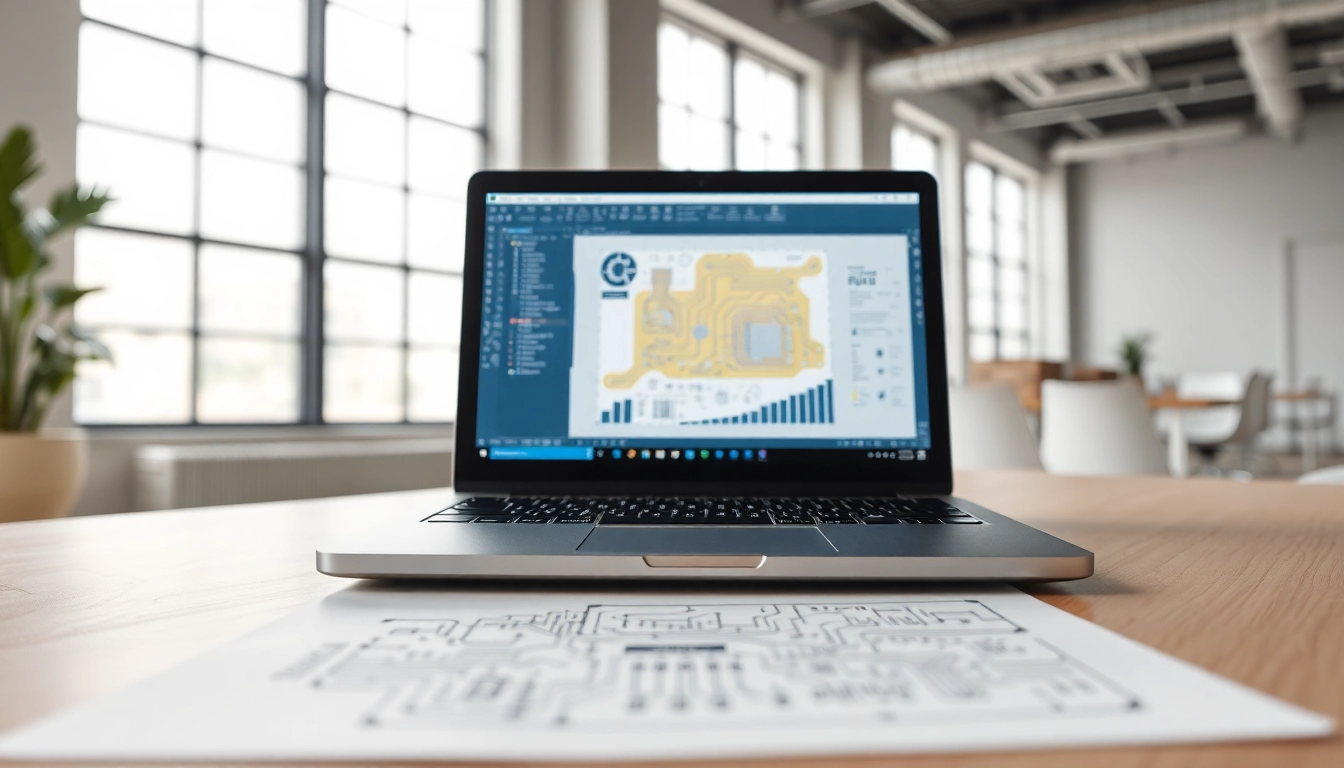 Explore the best pcb design software showcased on a laptop with a design sketch, reflecting innovation.