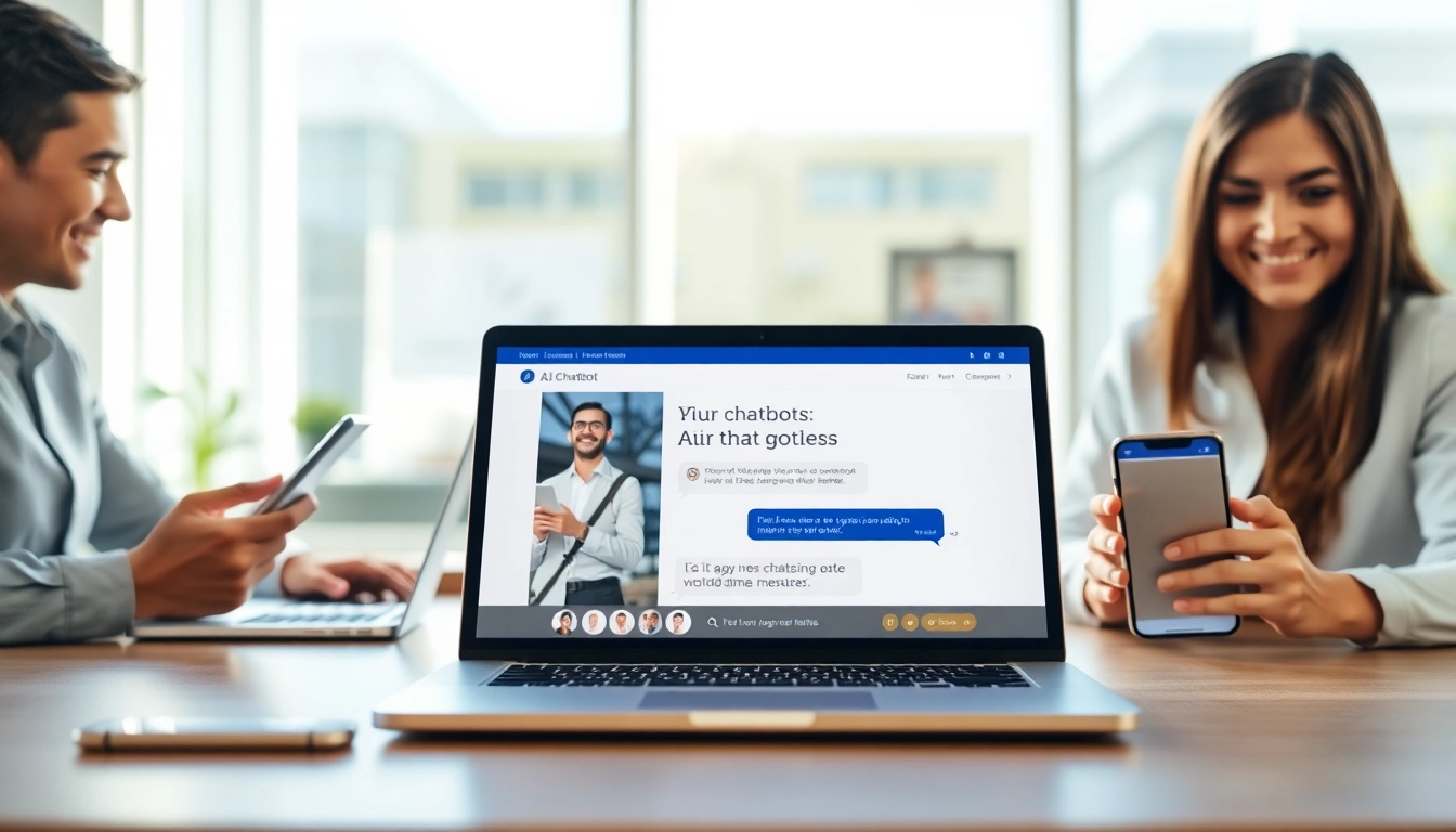 Engaging AI chatbot for website showcased in a modern digital interaction setting.
