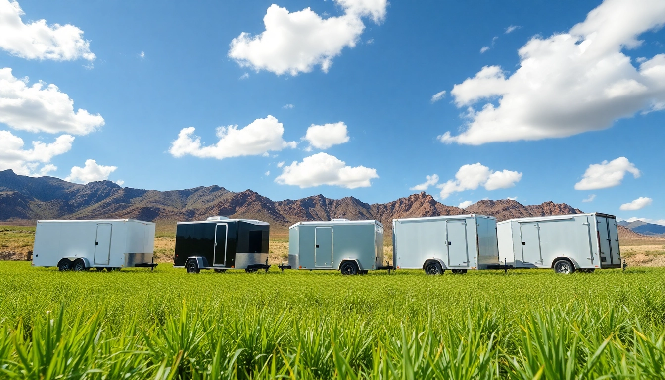 Cargo Trailers displayed prominently in a scenic outdoor setting under bright sunlight.