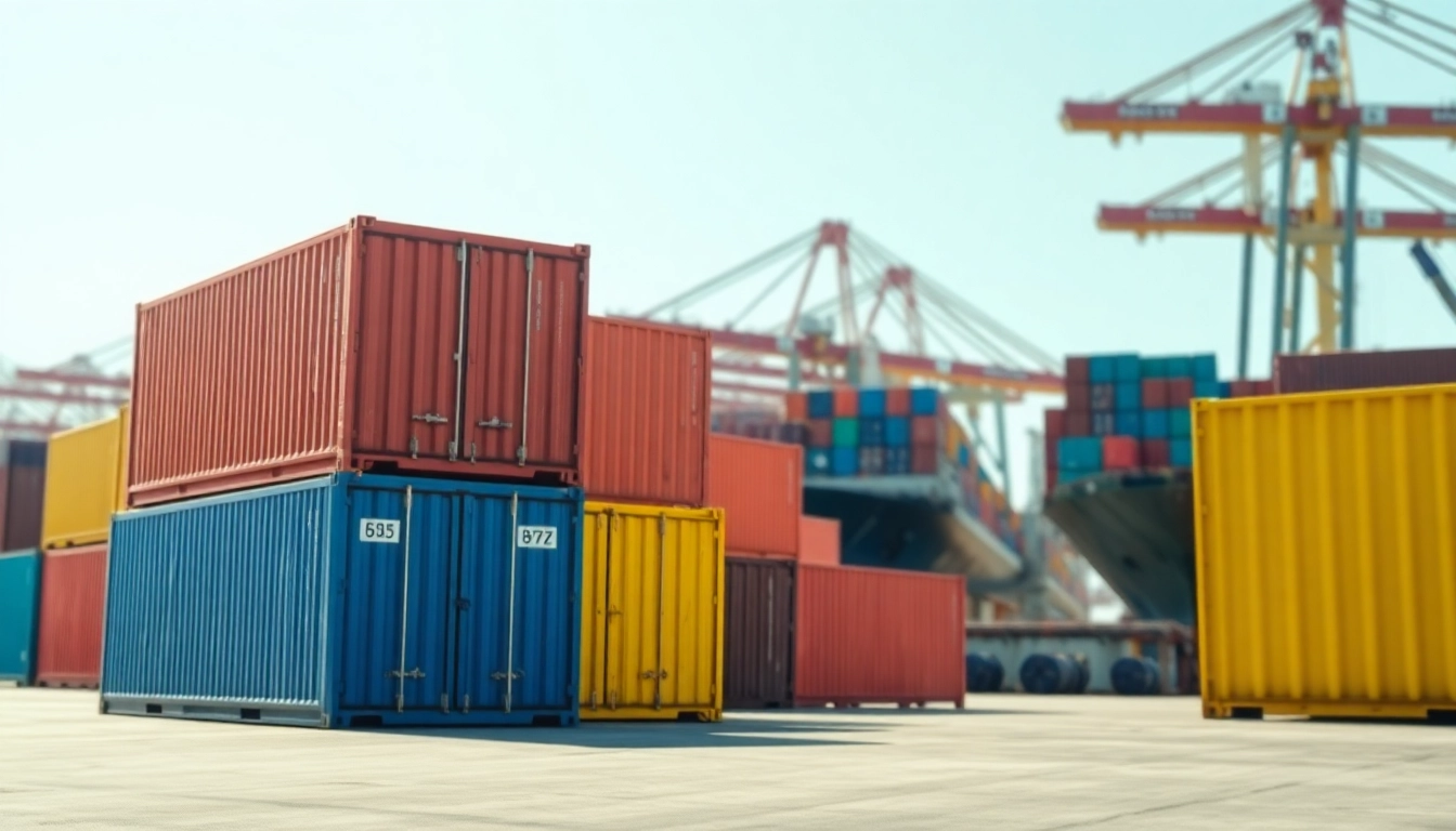 Visual representation of imports showcased at a bustling shipping port with colorful containers.
