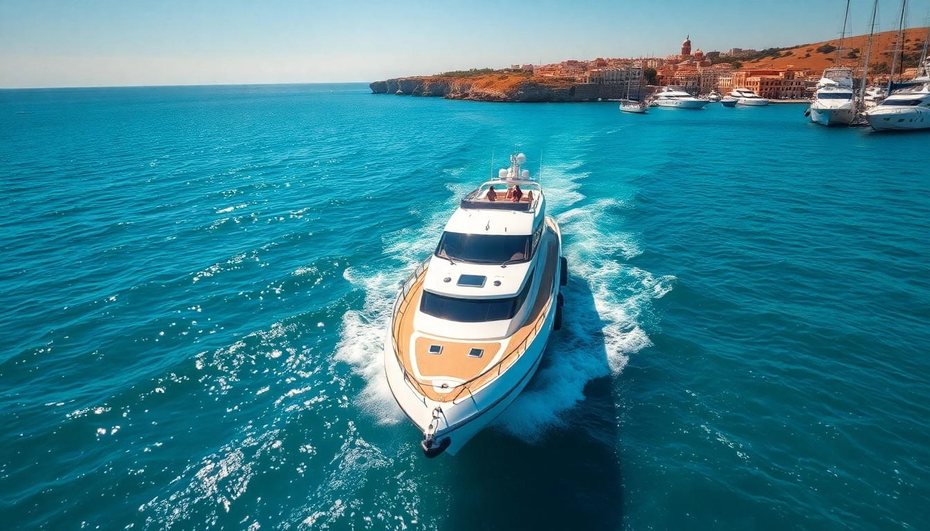 Enjoying boat hire malta on a beautiful yacht in Malta's azure waters.