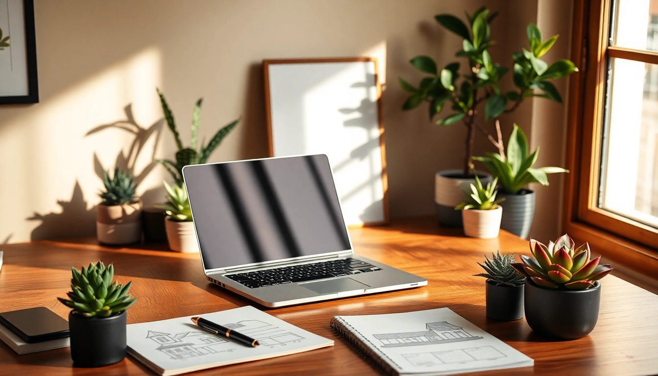 Engage readers with insightful posts about the real estate blog, showcasing modern workspace elements.