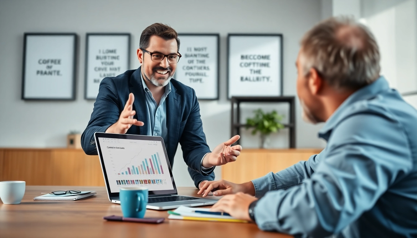 Engaging consultation with a business coach near me showcasing professional growth strategies.