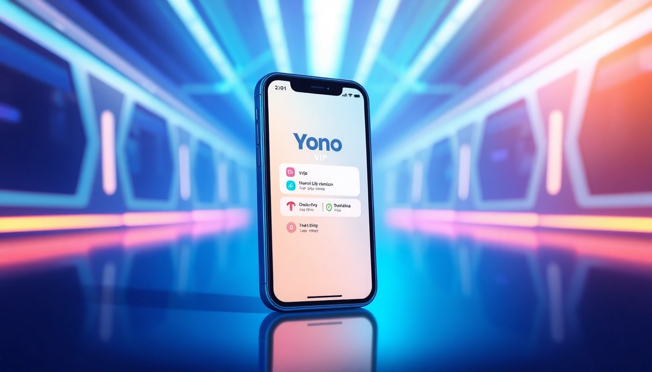 Engage with Yono VIP: Explore the innovative app interface on a sleek smartphone.