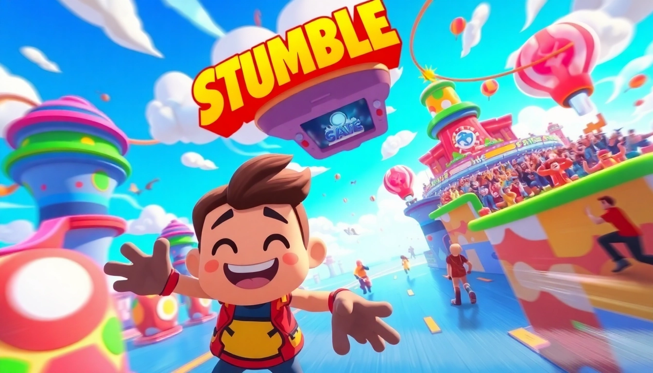 Engaging scene showcasing the stumble guys hack in vibrant gaming environment filled with colorful characters.