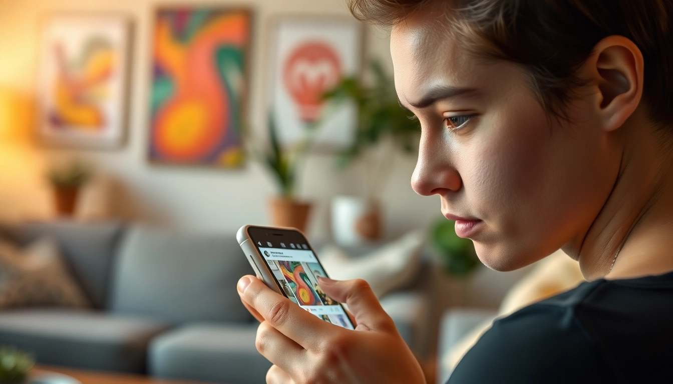 View Instagram stories anonymously with a young adult engaged on their smartphone.