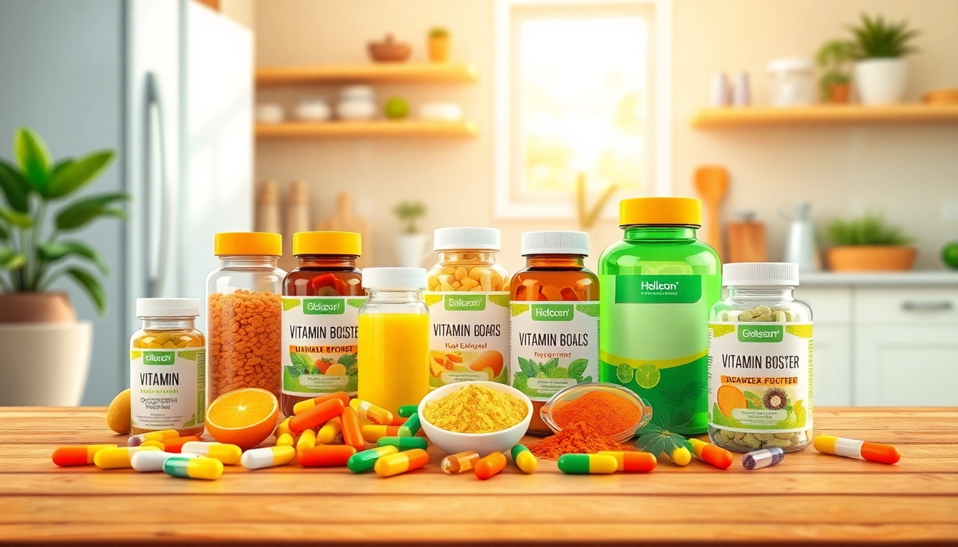 Showcasing vibrant Vitamin Boosters arranged aesthetically for health benefits.