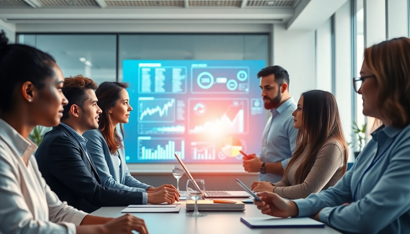 Professionals collaborating at an ICT bedrijf office, showcasing teamwork and innovation.