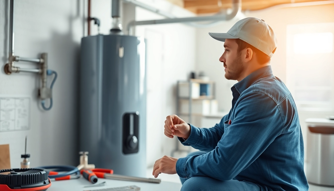 Experienced plumber performing raleigh water heater installation for energy-efficient tankless model.