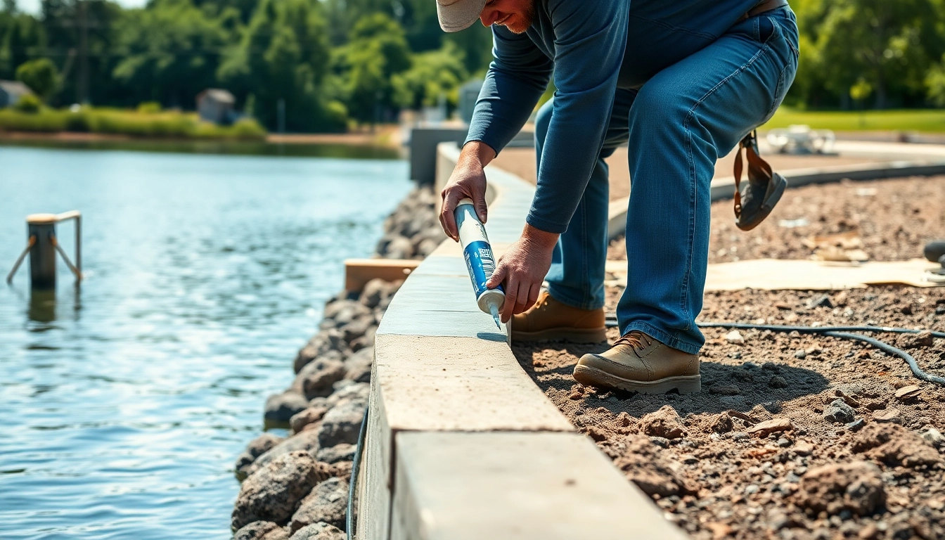 Enhance bulkhead repair with skilled craftsmanship showcased in a serene waterfront setting.