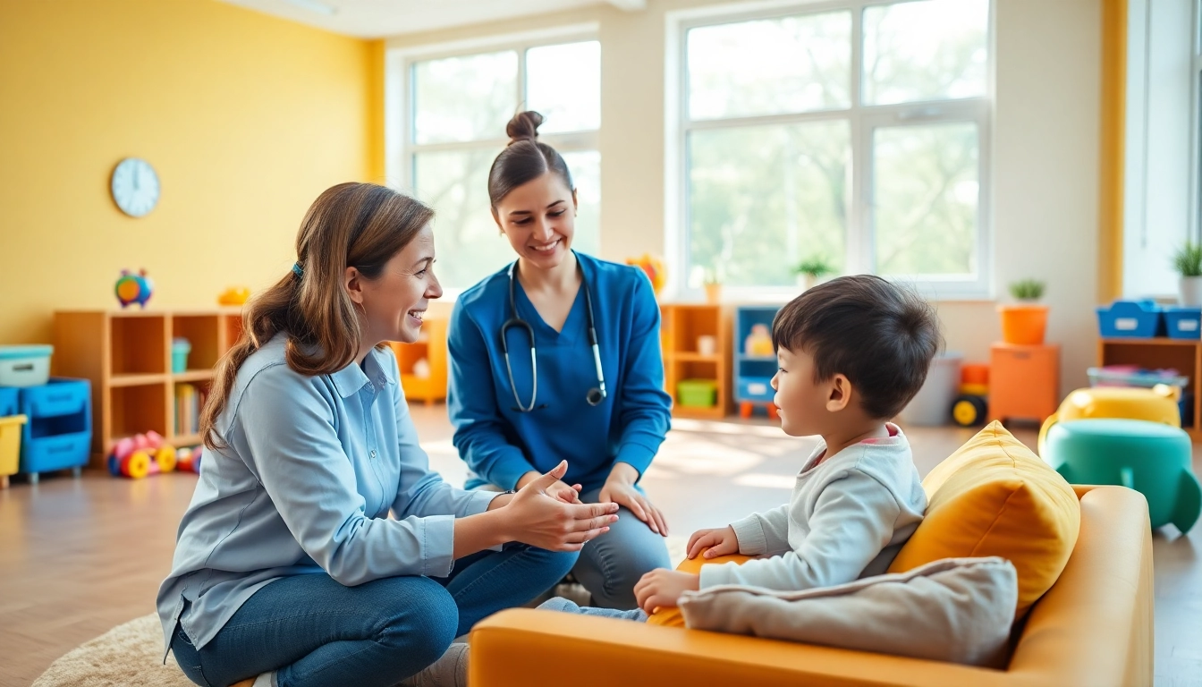 Une séance de psychomotricité Rabat illustrant un thérapeute et un enfant en interaction.