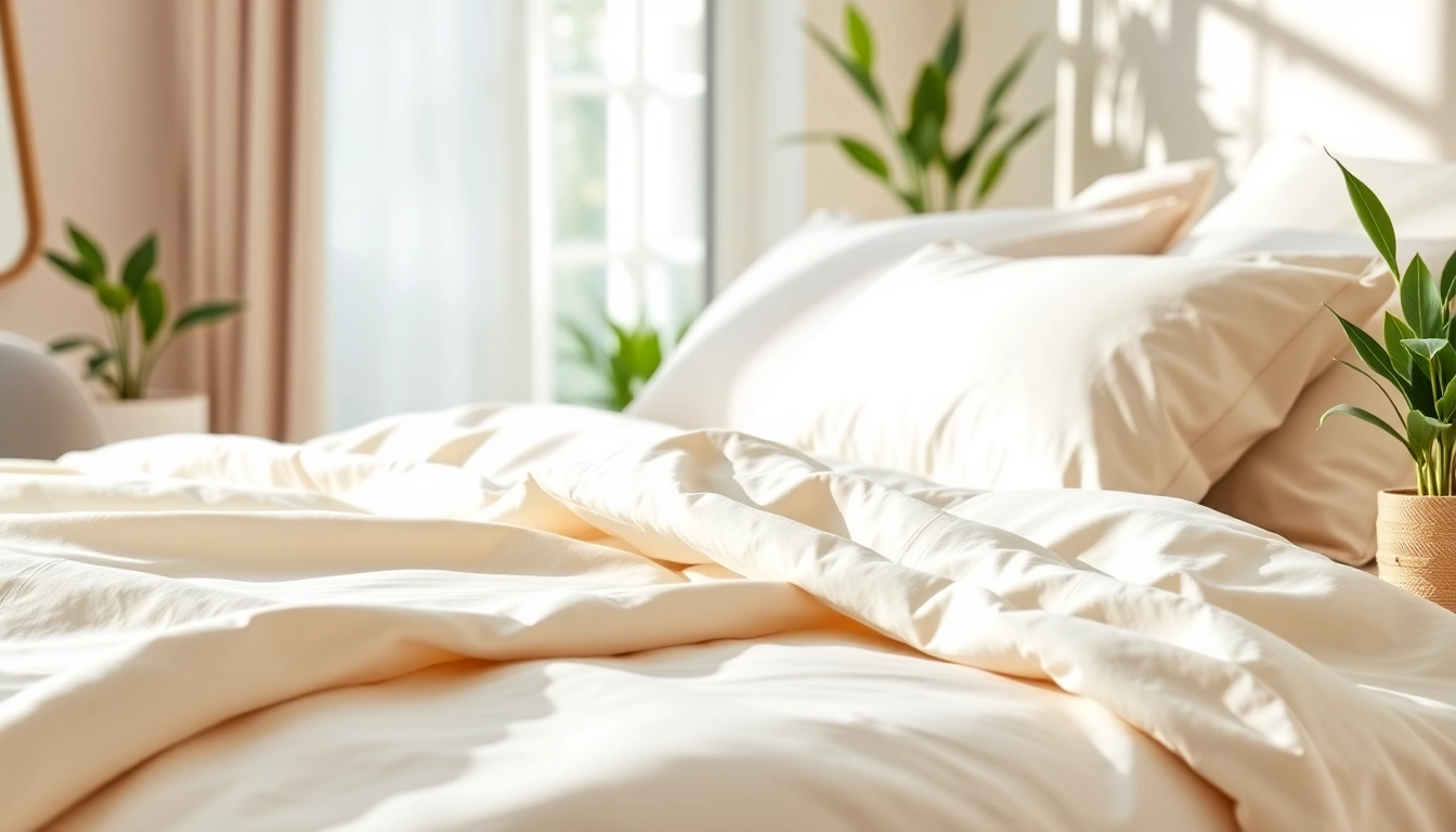 Elegant bamboo bedding sets showcasing softness and style in a cozy bedroom.