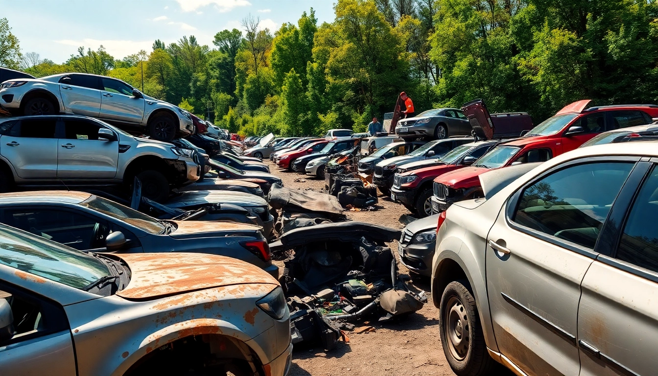 Auto złom Katowice - profesjonalny złom samochodowy z różnymi pojazdami w tle